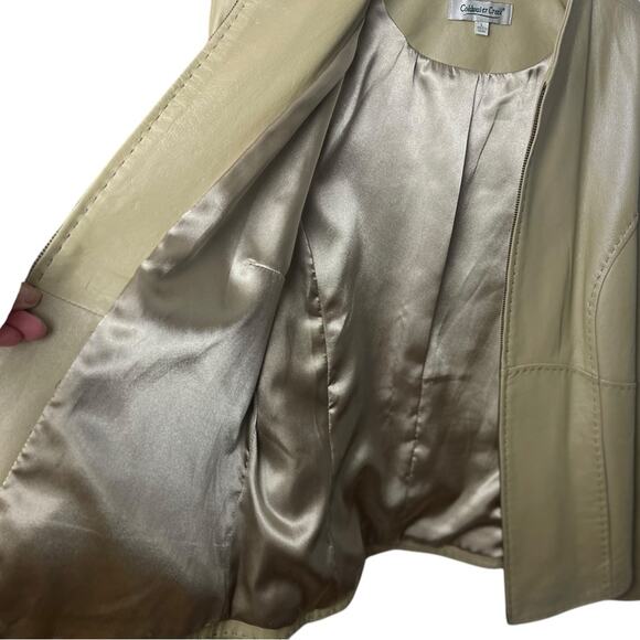 Light Platinum Gold Lined Leather Jacket by Coldwater Creek, Career, Travel L - Picture 6 of 10